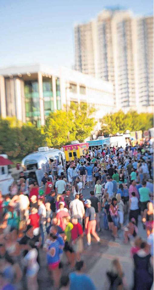 H&8th from above the crowd on Elemental Coffee rooftop. Photo courtesy of Nathan Poppe, The Oklahoman.