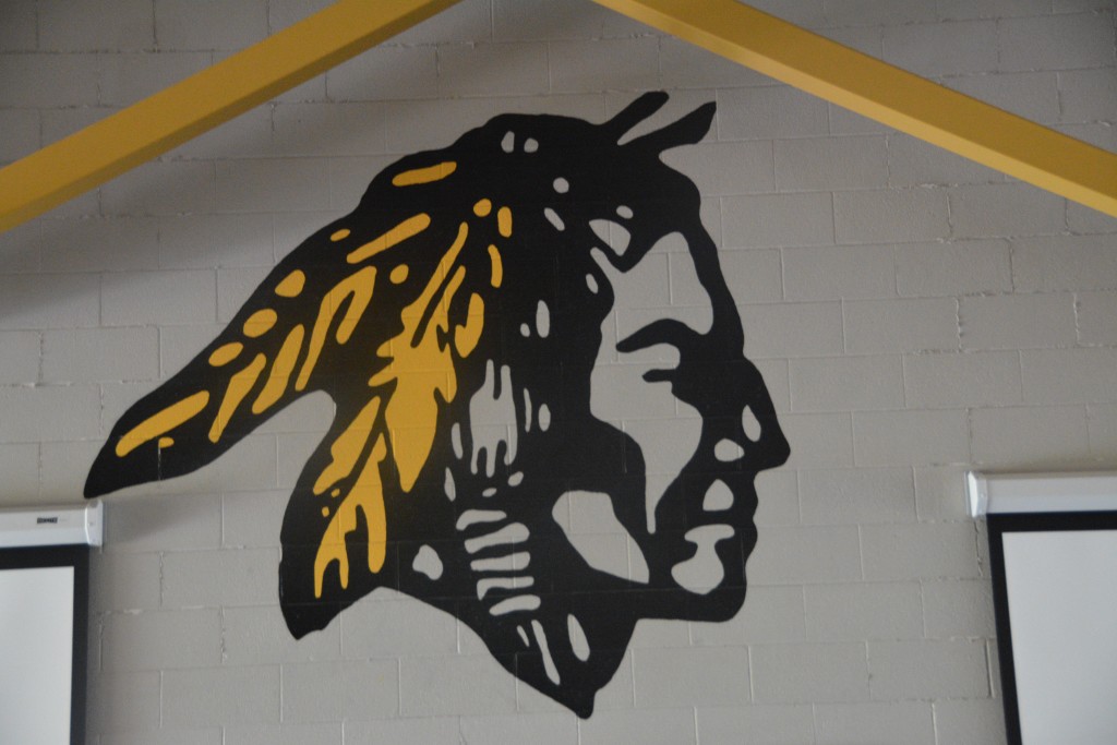 Tecumseh High School’s controversial mascot, the Savages, is one of two dozen schools that still use Native American imagery in association with their sports teams in Oklahoma. PHOTO BY: Ravyn Whitebird 