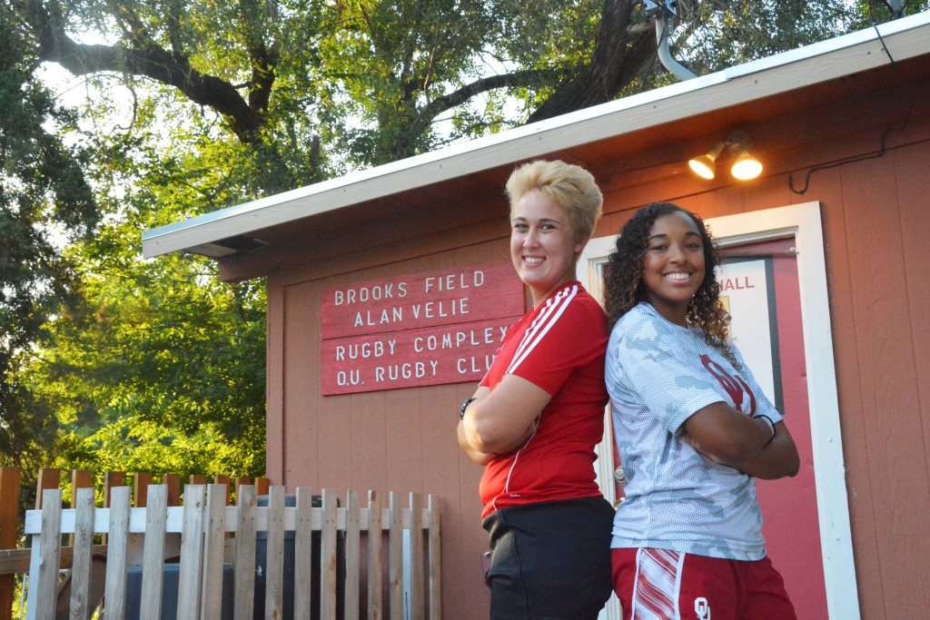 Rachel Fisher and Chelden Love are players for the University of Oklahoma (OU) women’s club rugby team. The two don’t take a break from playing, even in the summer offseason. Instead they joined a more casual league as they await the season’s start up in the fall.  PHOTO BY: J.D. Baker   